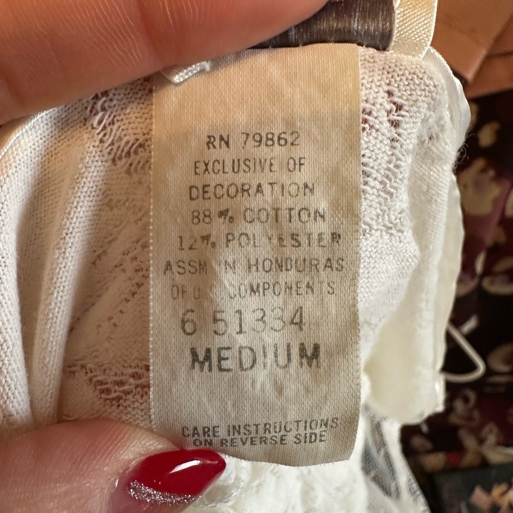 Vintage Y2K Era White/Cream Butterfly Embroidered Lace Slip Dress Medium - Picture 3 of 8